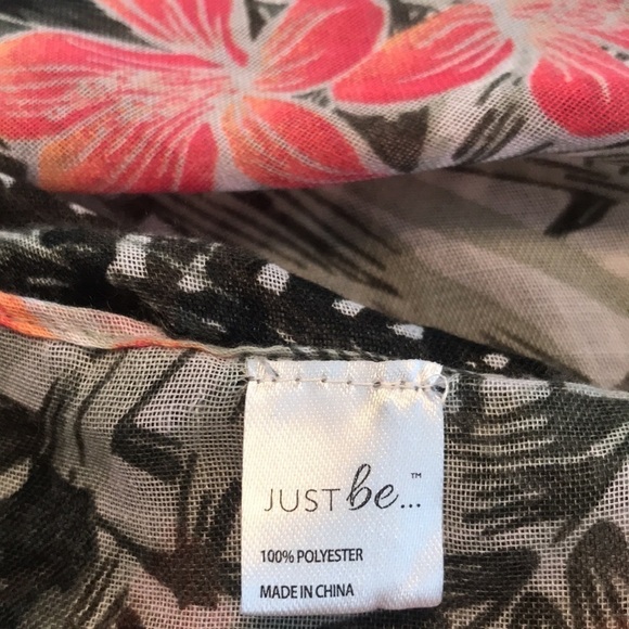 Just Be Tropical Floral Open Front Swim Coverup One Size Palm Leaf - Picture 5 of 9